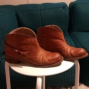 Anthropologie tan ankle booties